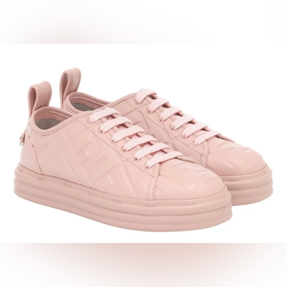 Fendi Pink Leather Flatform Sneakers